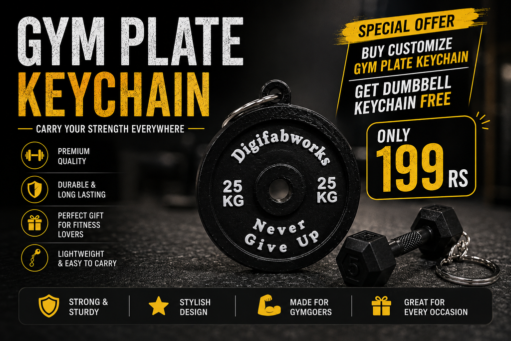 Personalized 3D Printed Gym Plate Keychain | Custom Name Keyring | Fitness Gift for Gym Lovers